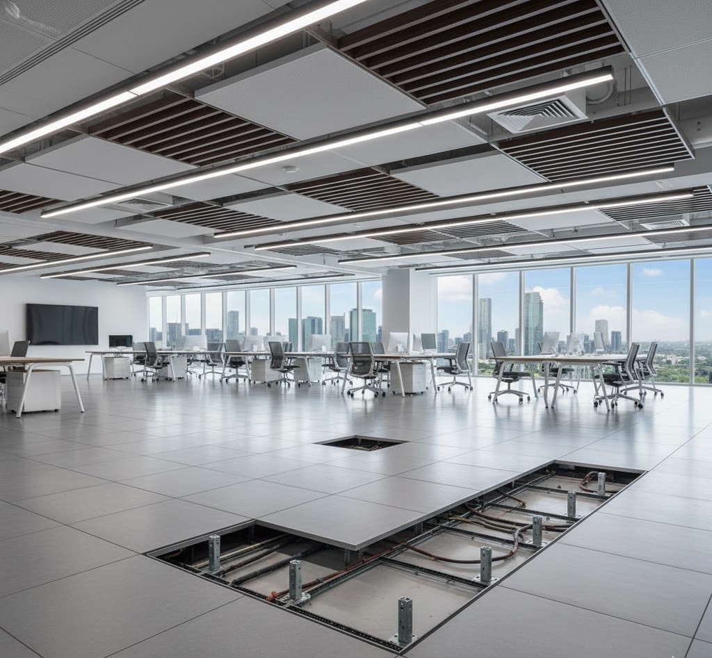 Raised access flooring project for IT park in Pune